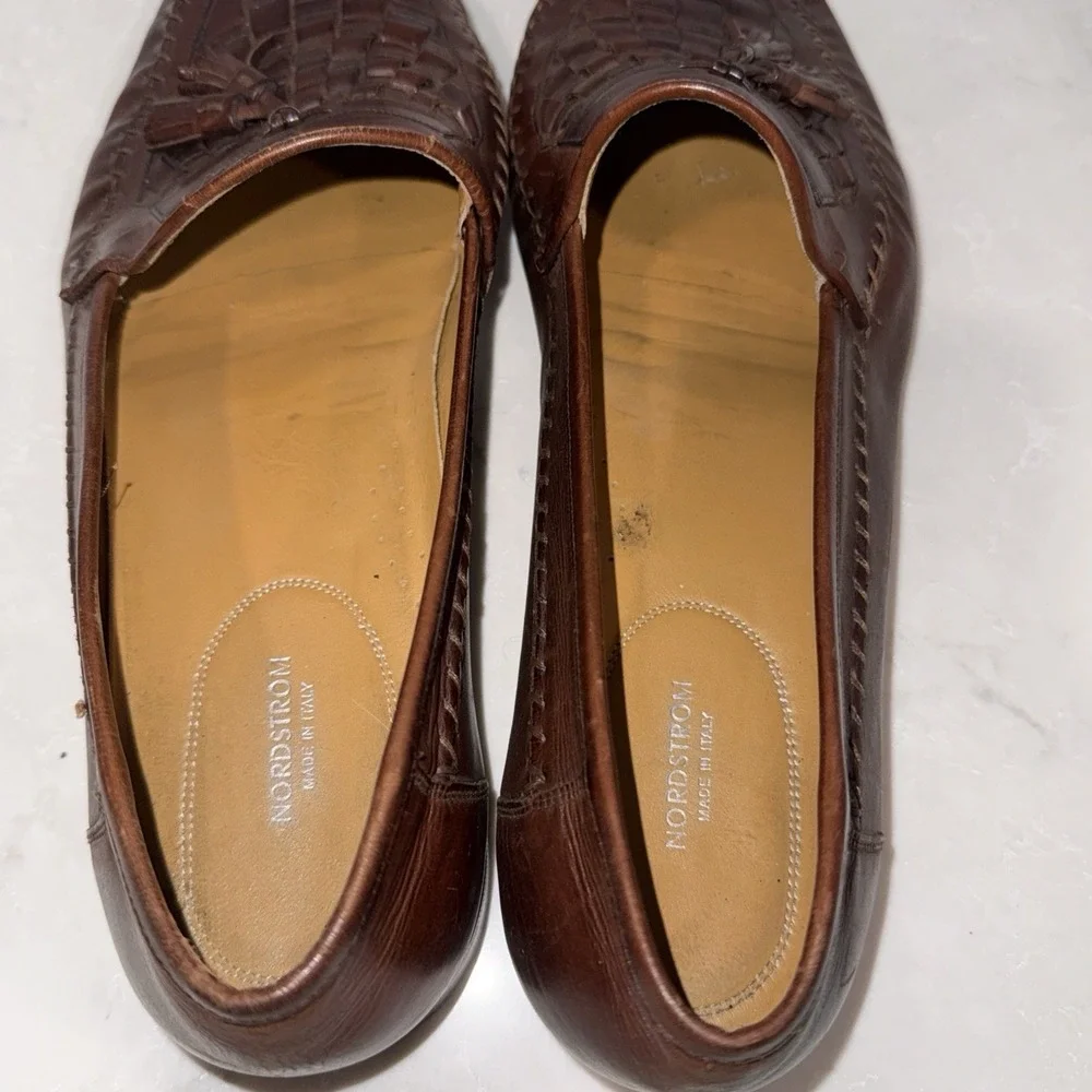 Nordstrom Brown Leather Tassel Loafers, Italy, , Size 14 D EXCELLENT